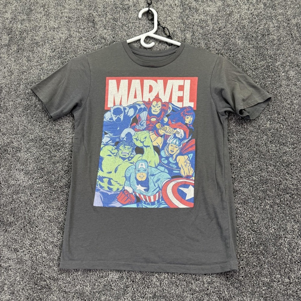 Marvel Shirt Kids XL Gray Short Sleeve Avengers Heroes Graphic Tee Superhero